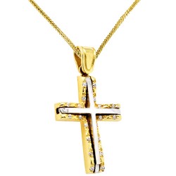 Χρυσός σταυρός βάπτισης-αρραβώνα Κ14 με αλυσίδα